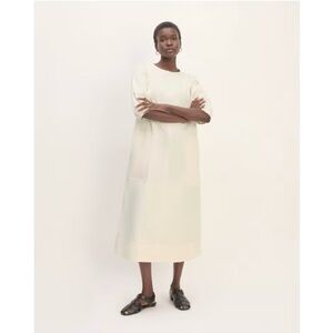 nwt everlane the short-sleeve puff midi dress in bone xxs $178